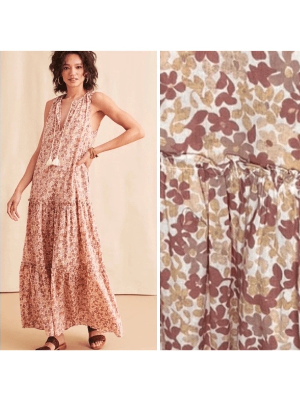 Faherty Mira Floral Print Sleeveless Maxi Dress